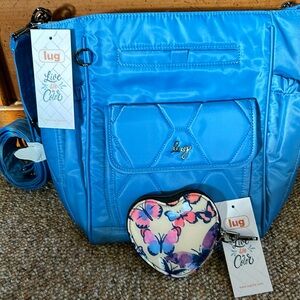Lug Coastal Blue Toss W/ Butterfly Heart Pouch
